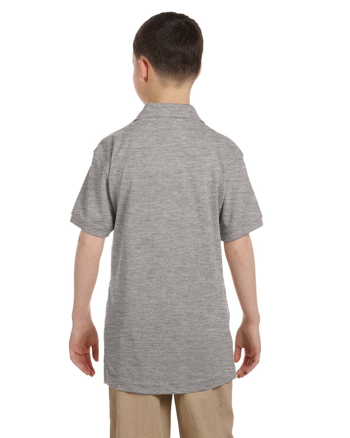 Harriton Youth Easy Blend Polo Shirt M265Y | Grey Heather - Back