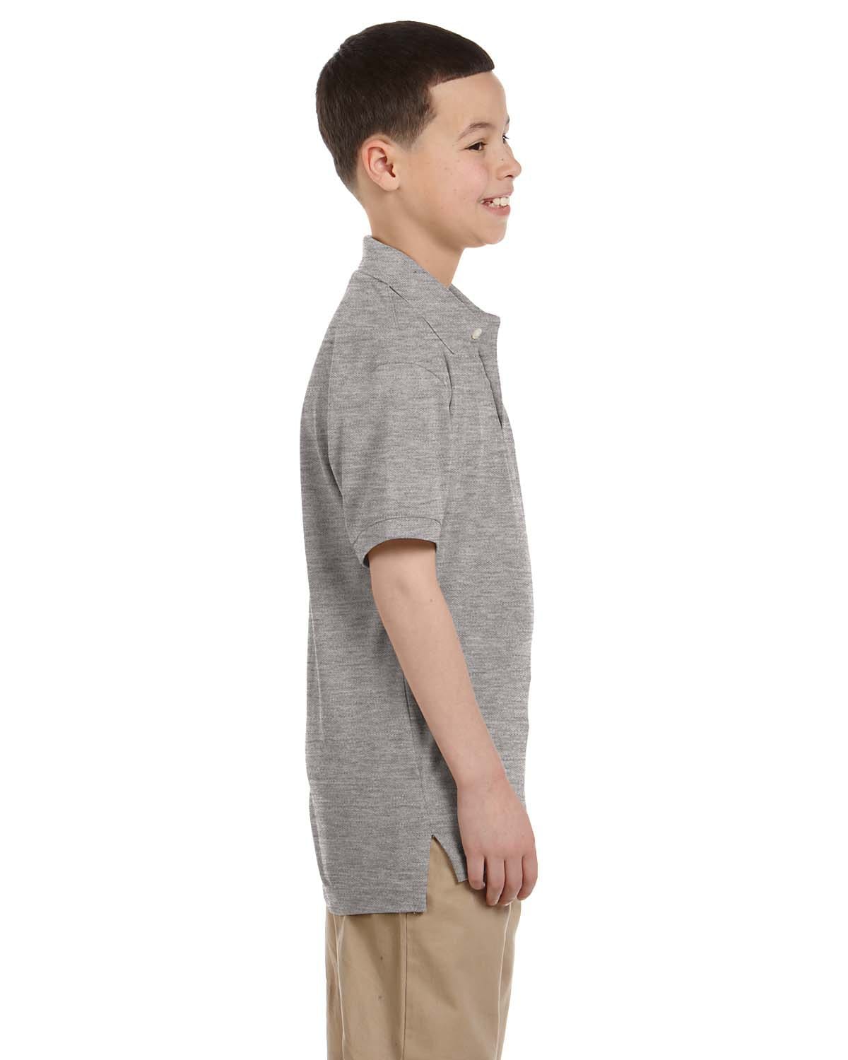 Harriton Youth Easy Blend Polo Shirt M265Y | Grey Heather - Side