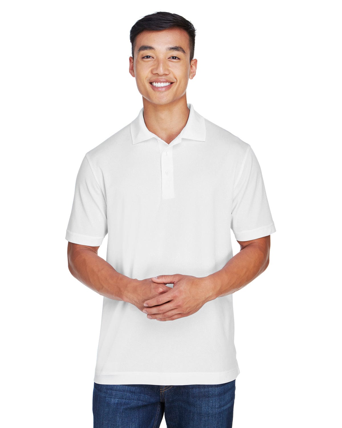 Harriton Double Mesh Polo Shirt M353 | White - Front