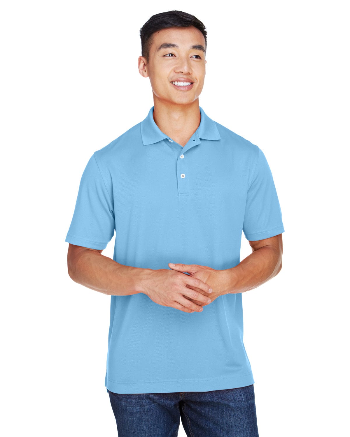 Harriton Double Mesh Polo Shirt M353 | Light Blue - Front