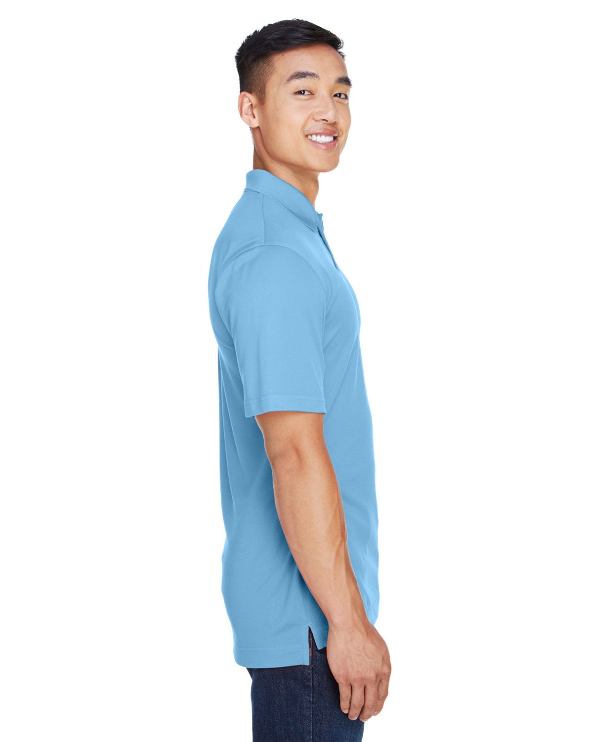 Harriton Double Mesh Polo Shirt M353 | Light Blue - Side