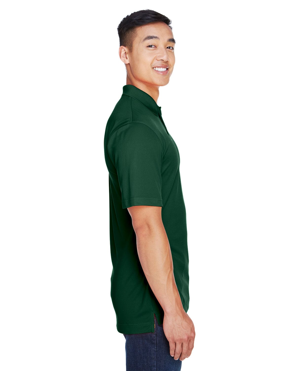 Harriton Double Mesh Polo Shirt M353 | Dark Green - Side