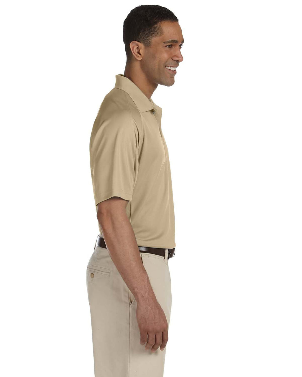 Harriton Polytech Mesh Polo M374 | Stone - Side