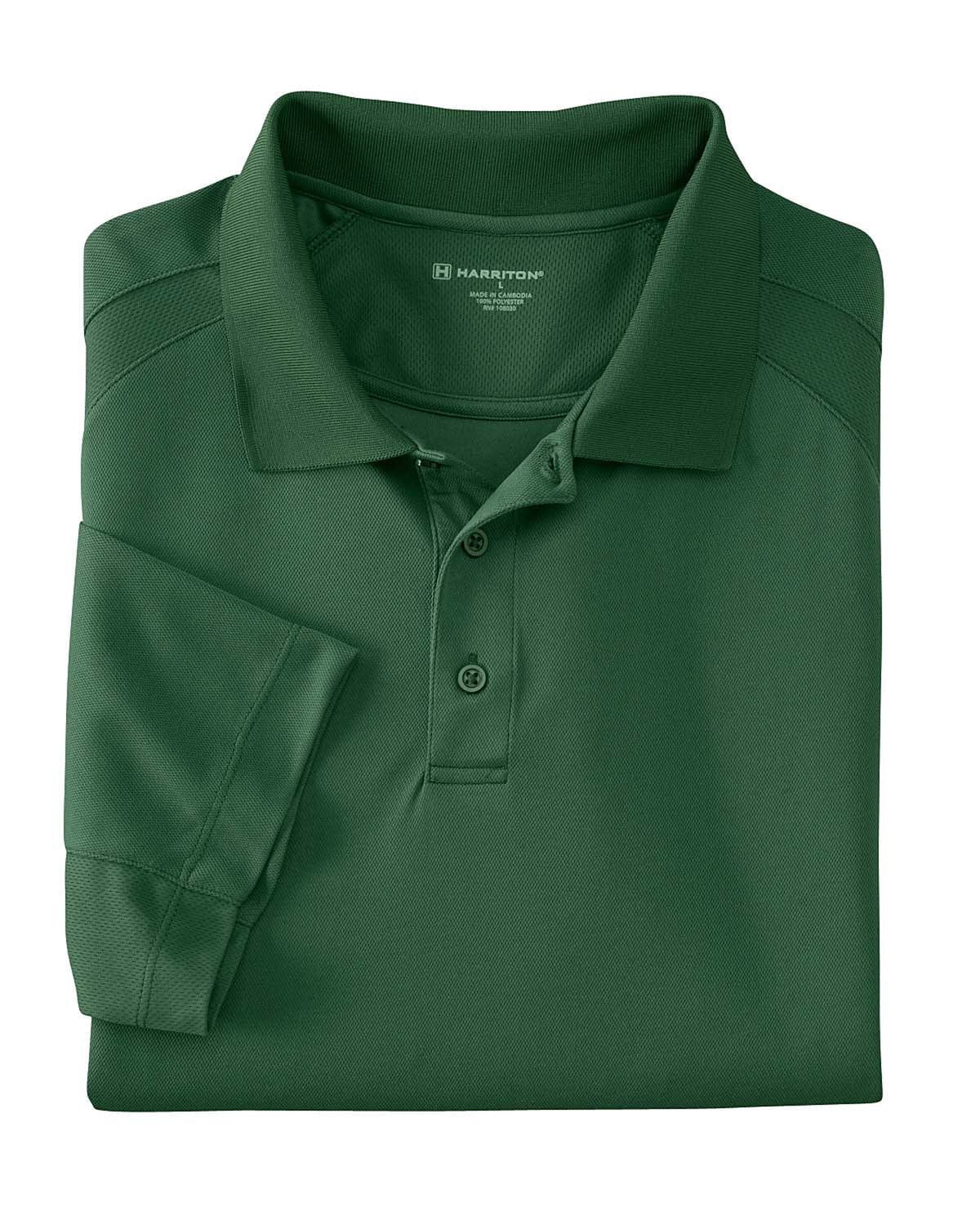 Harriton Polytech Mesh Polo M374 | Dark Green - Front