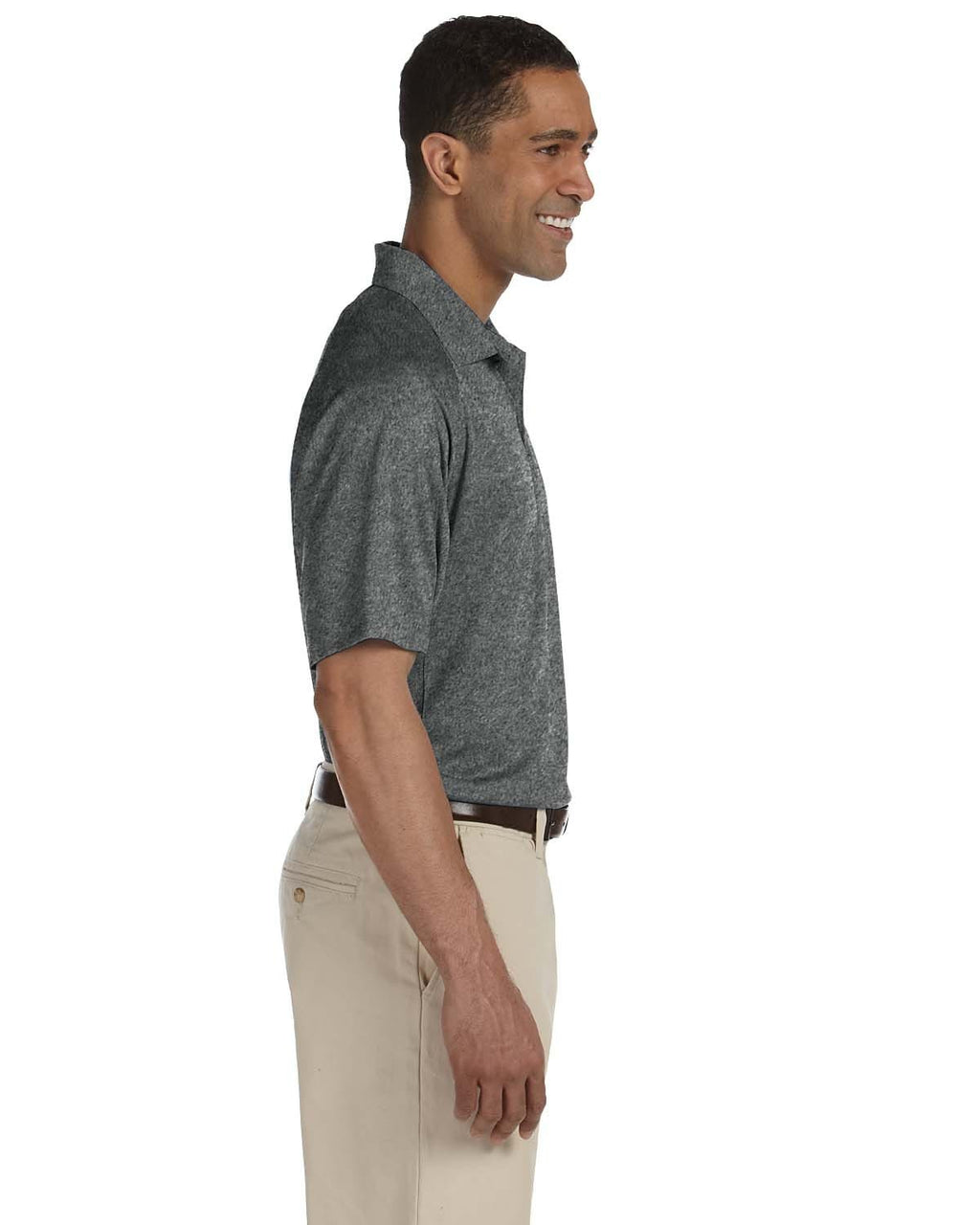 Harriton Polytech Mesh Polo M374 | Charcoal - Side
