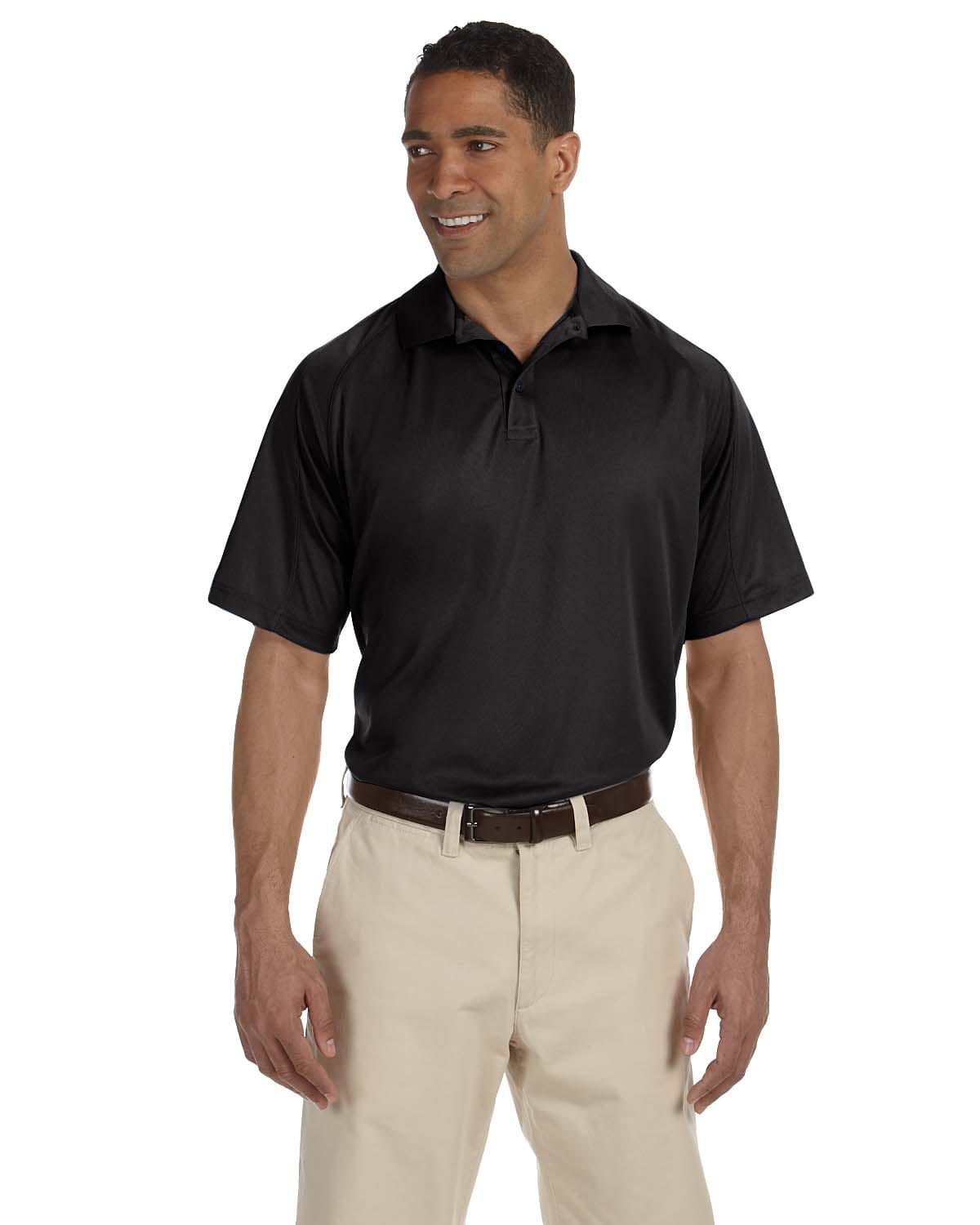 Harriton Polytech Mesh Polo M374 | Black - Front
