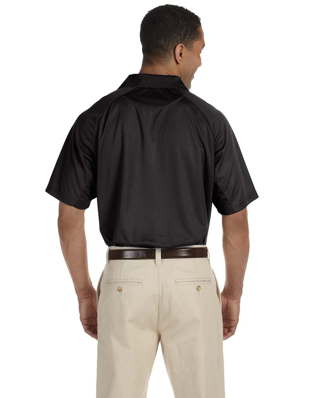 Harriton Polytech Mesh Polo M374 | Black - Back