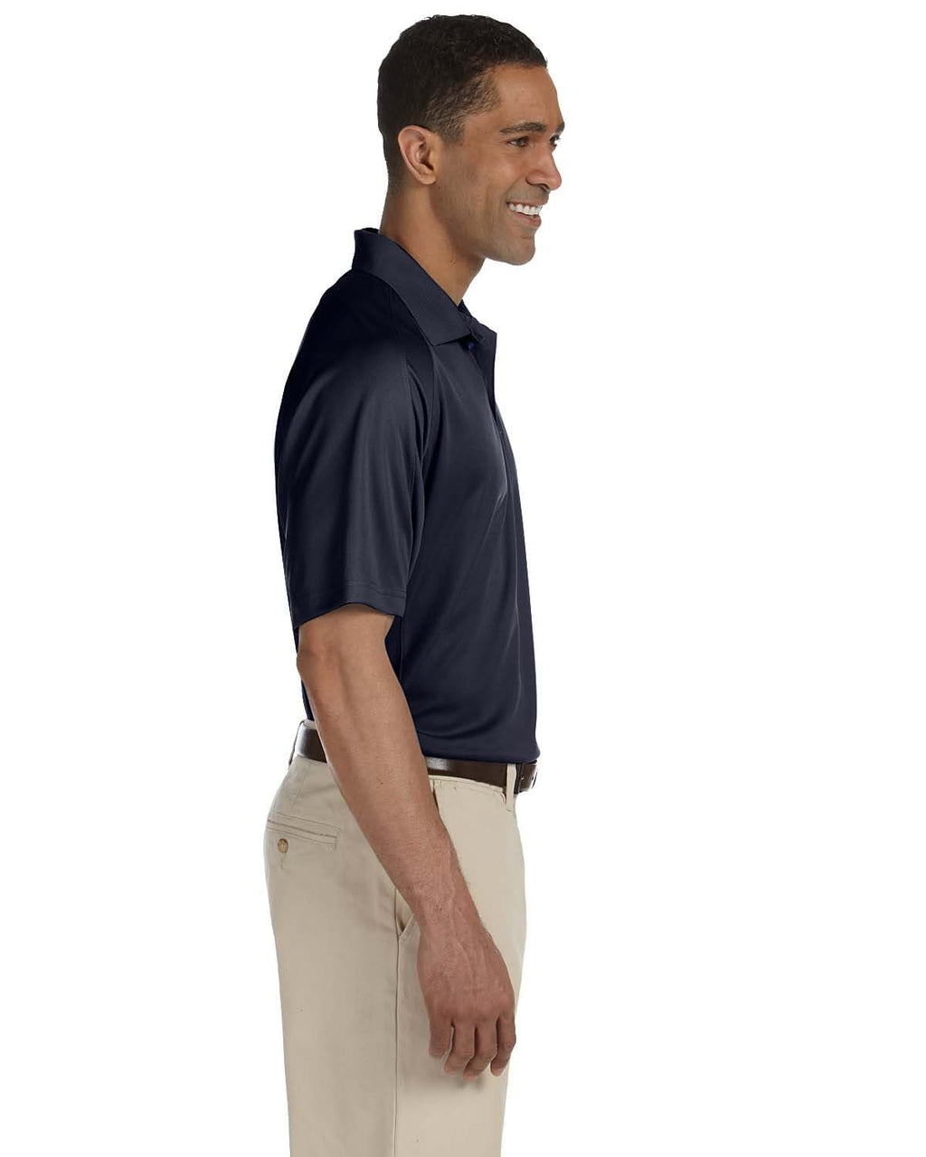 Harriton Polytech Mesh Polo M374 | Navy - Side