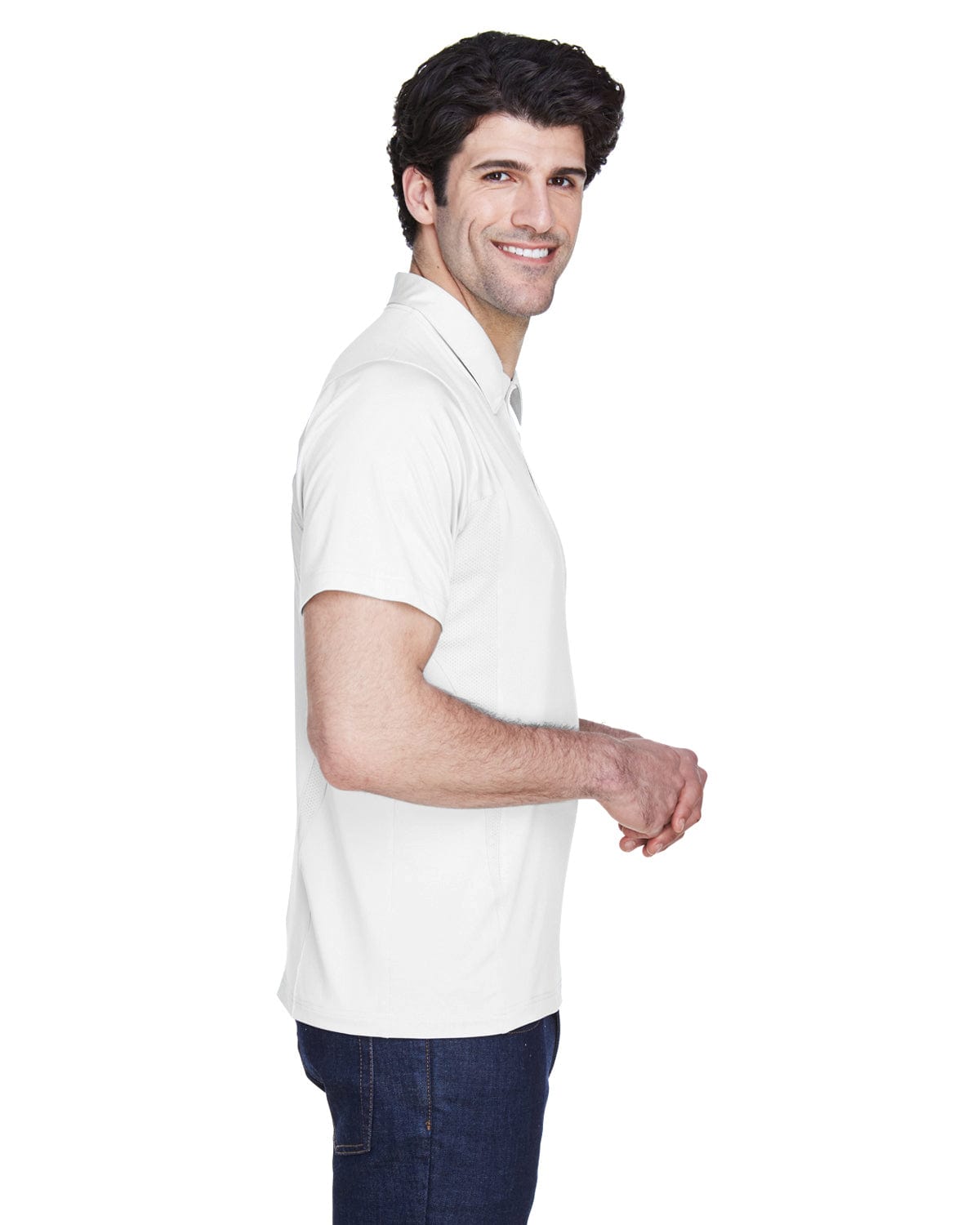 Team 365 Mens Charger Performance Polo TT20 | White - Side