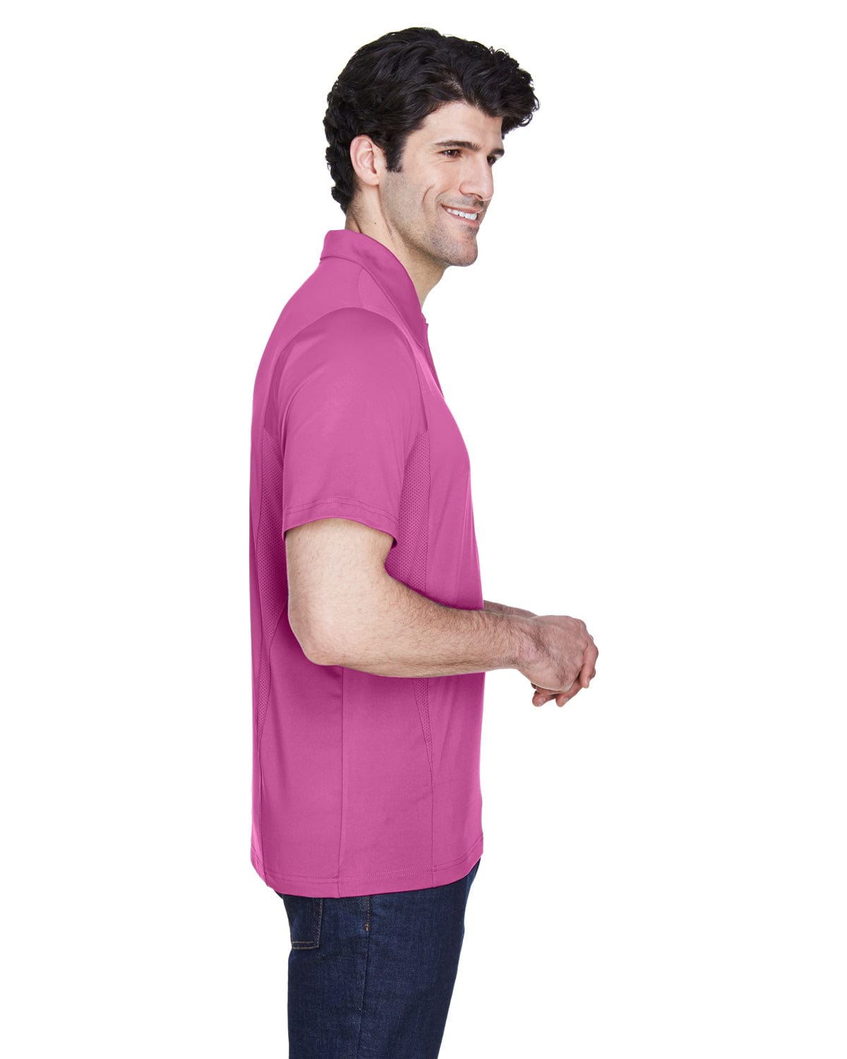 Team 365 Mens Charger Performance Polo TT20 | Sport Chrty Pink - Side