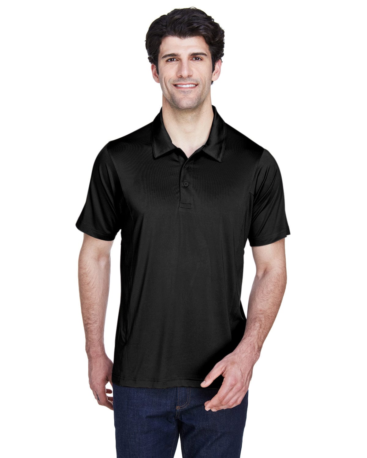 Team 365 Mens Charger Performance Polo TT20 | Black - Front