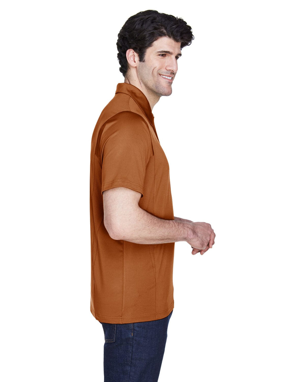 Team 365 Mens Charger Performance Polo TT20 | Sp Burnt Orange - Side