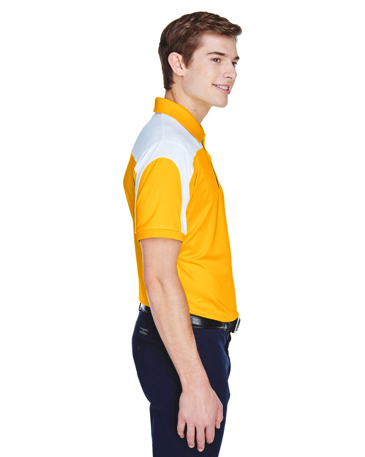 Team 365 Mens Victor Performance Polo TT22 | Sp Athletic Gold - Side