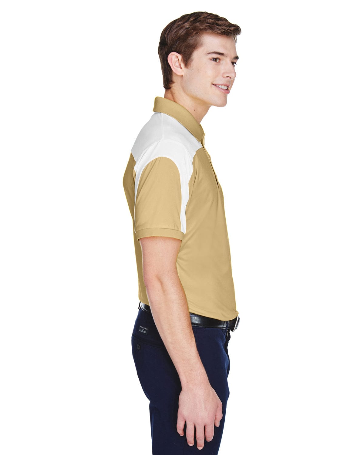 Team 365 Mens Victor Performance Polo TT22 | Sport Vegas Gold - Side