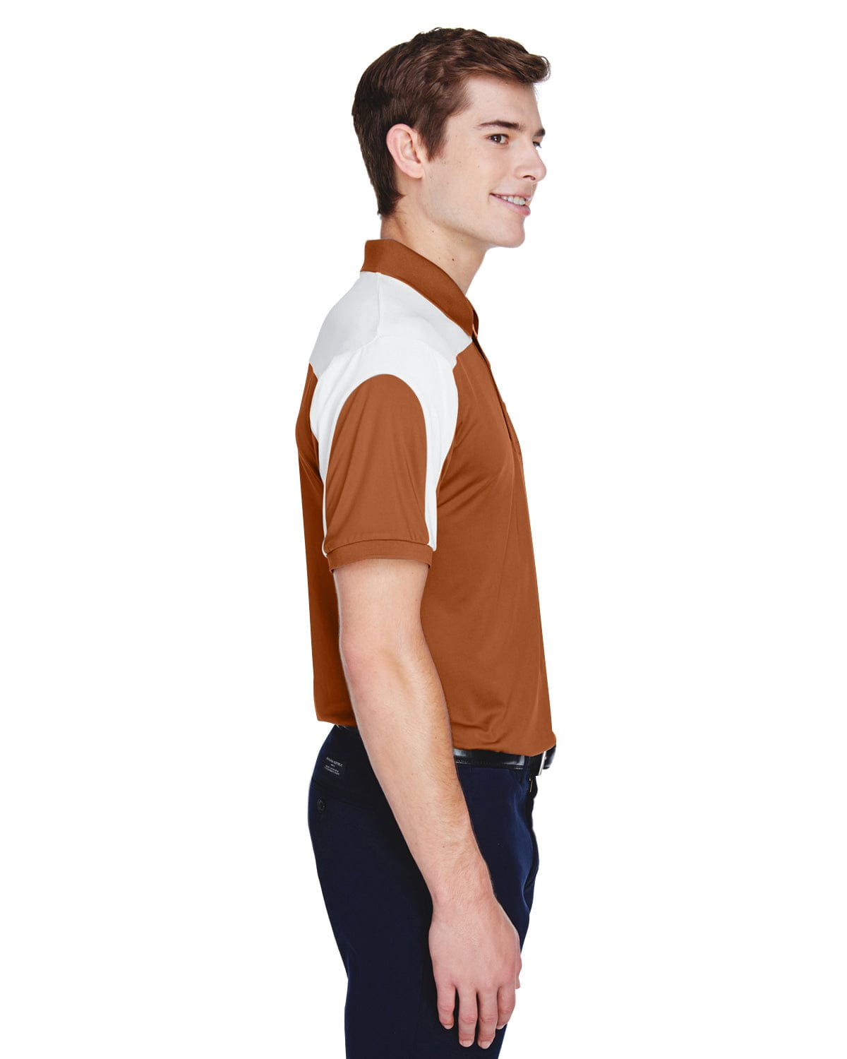 Team 365 Mens Victor Performance Polo TT22 | Sp Burnt Orange - Side
