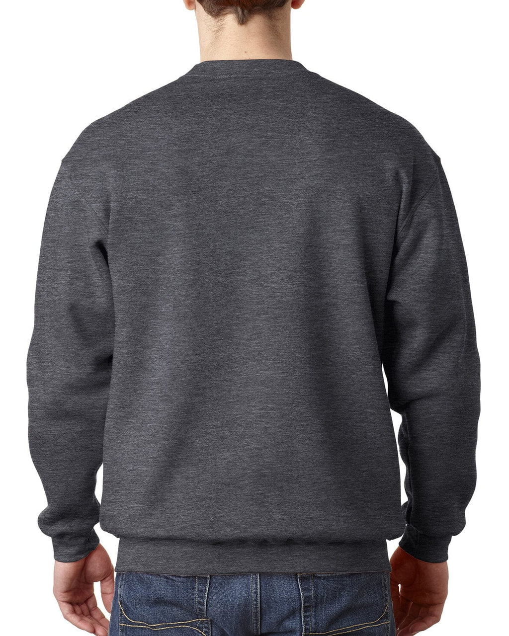 Bayside USA Made Crewneck Fleece BA1102 | Charcoal Hthr - Back