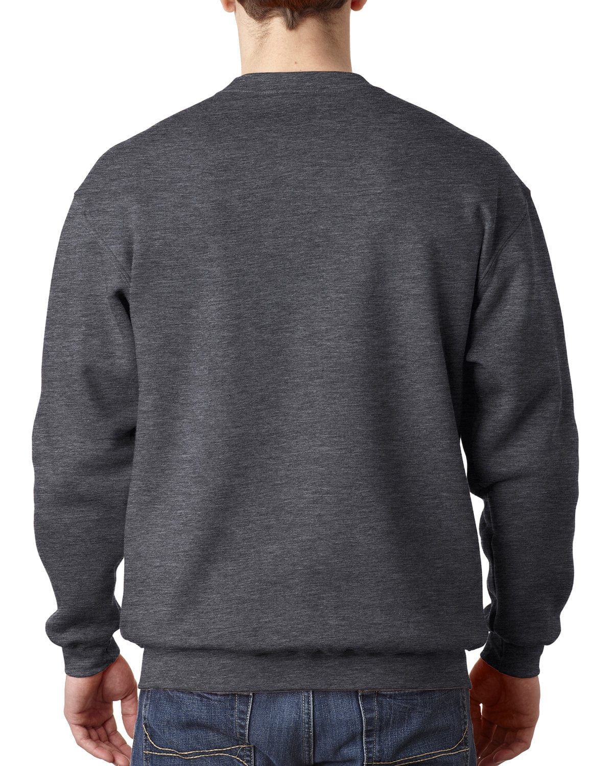 Bayside USA Made Crewneck Fleece BA1102 | Charcoal Hthr - Back