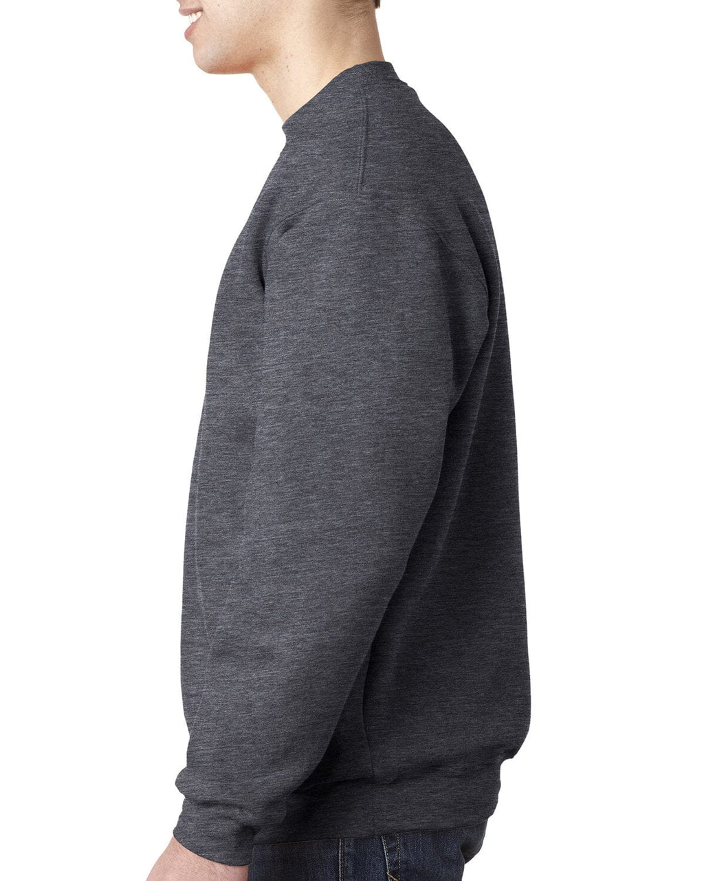 Bayside USA Made Crewneck Fleece BA1102 | Charcoal Hthr - Side