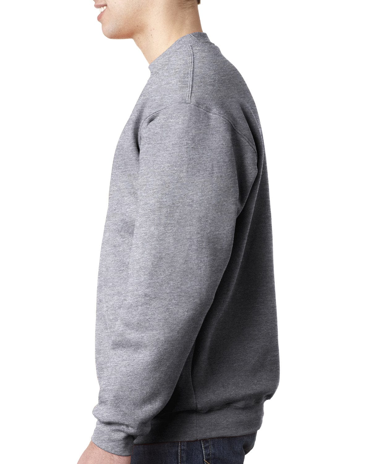 Bayside USA Made Crewneck Fleece BA1102 | Dark Ash - Side