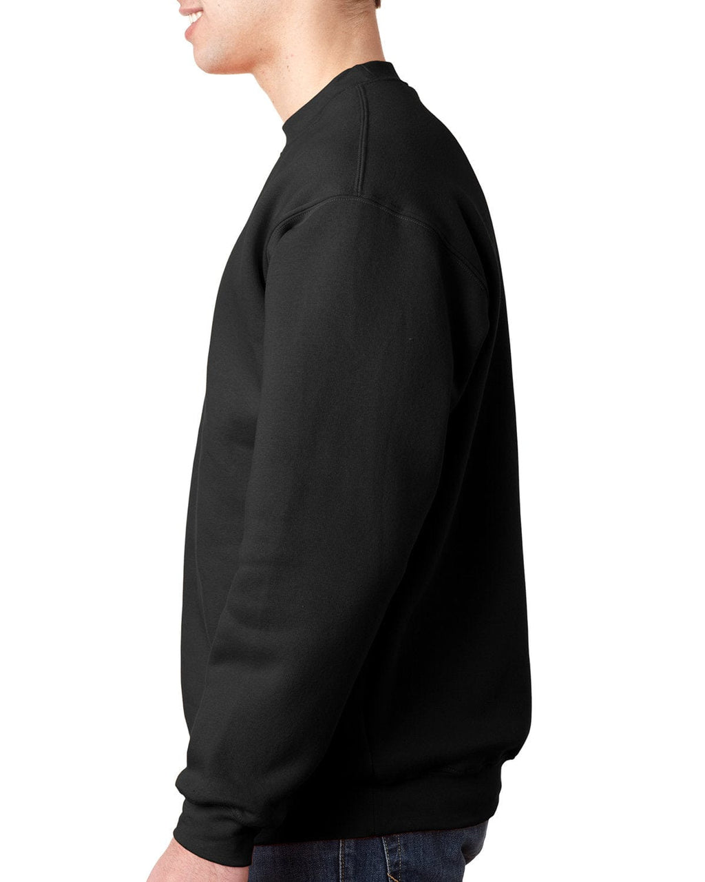 Bayside USA Made Crewneck Fleece BA1102 | Black - Side