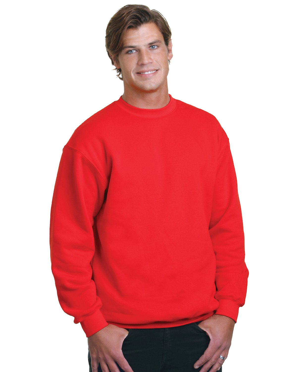 Bayside USA Made Crewneck Fleece BA1102 | Red - Front