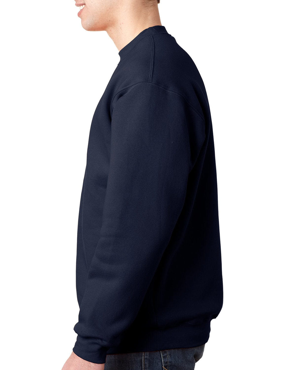 Bayside USA Made Crewneck Fleece BA1102 | Navy - Side