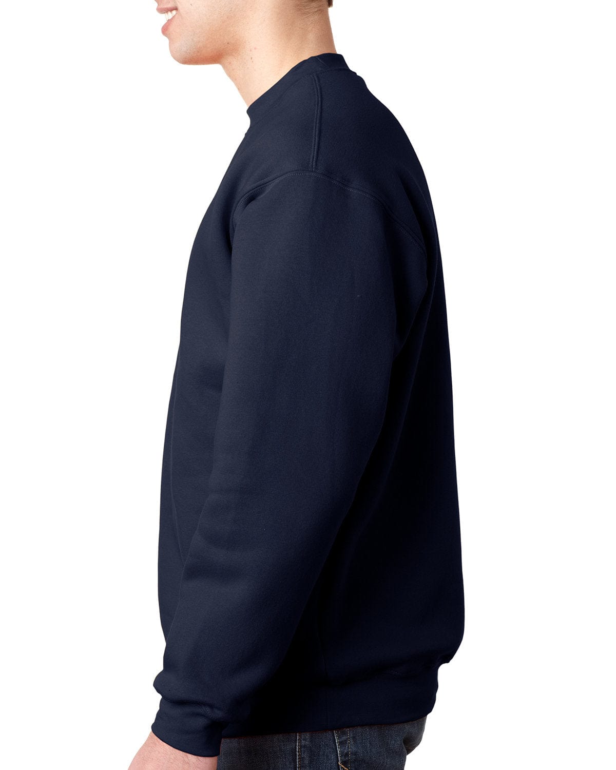 Bayside USA Made Crewneck Fleece BA1102 | Navy - Side