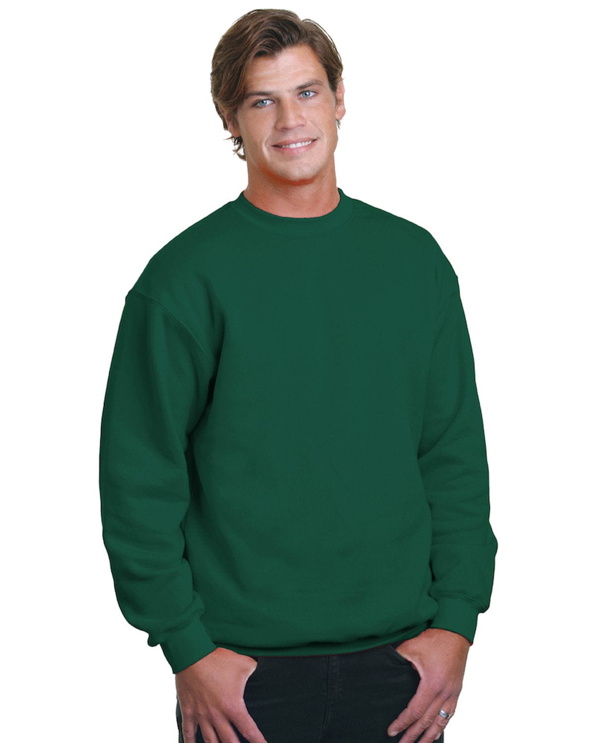 Bayside USA Made Crewneck Fleece BA1102 | Hunter Green - Front