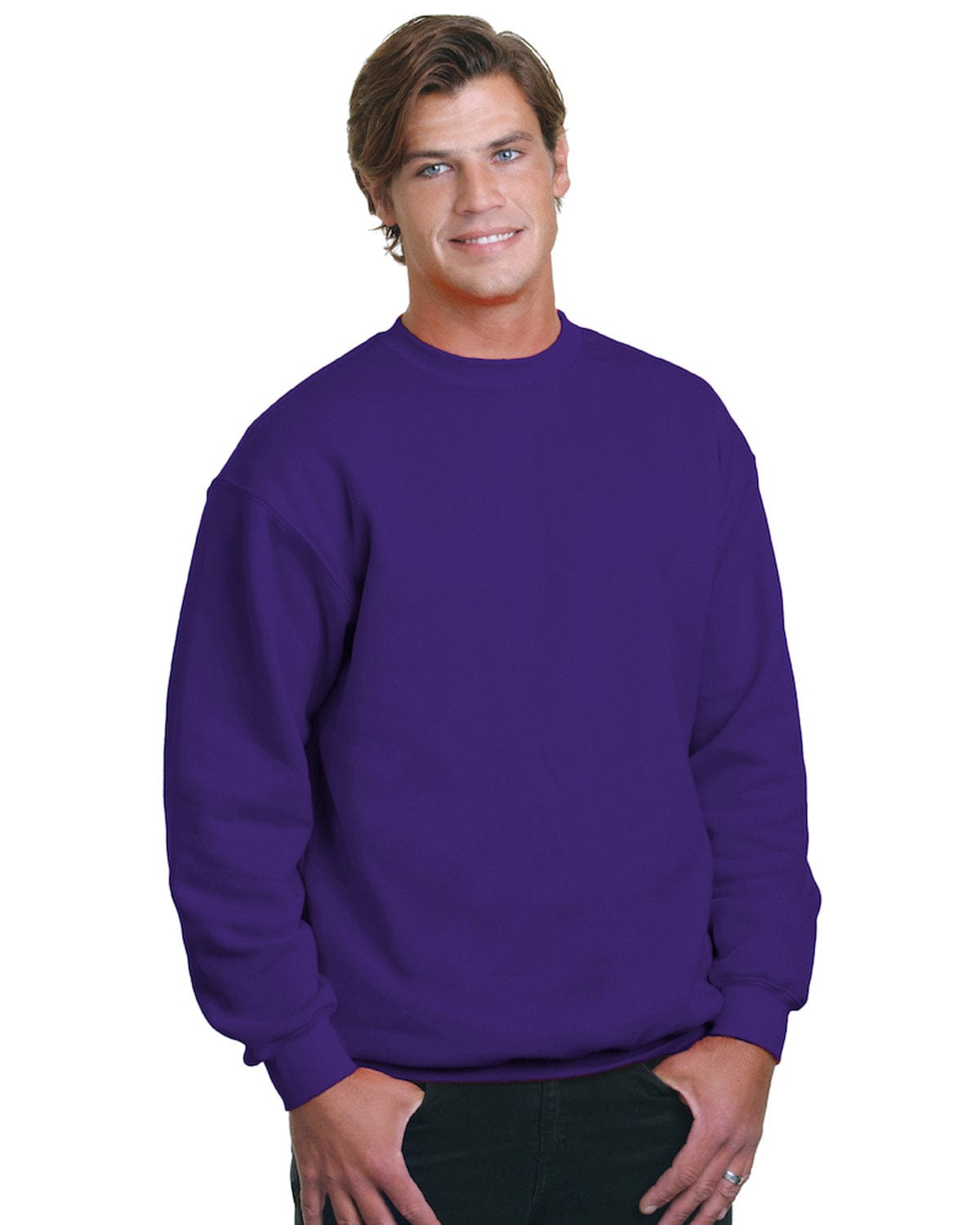 Bayside USA Made Crewneck Fleece BA1102 | Purple - Front