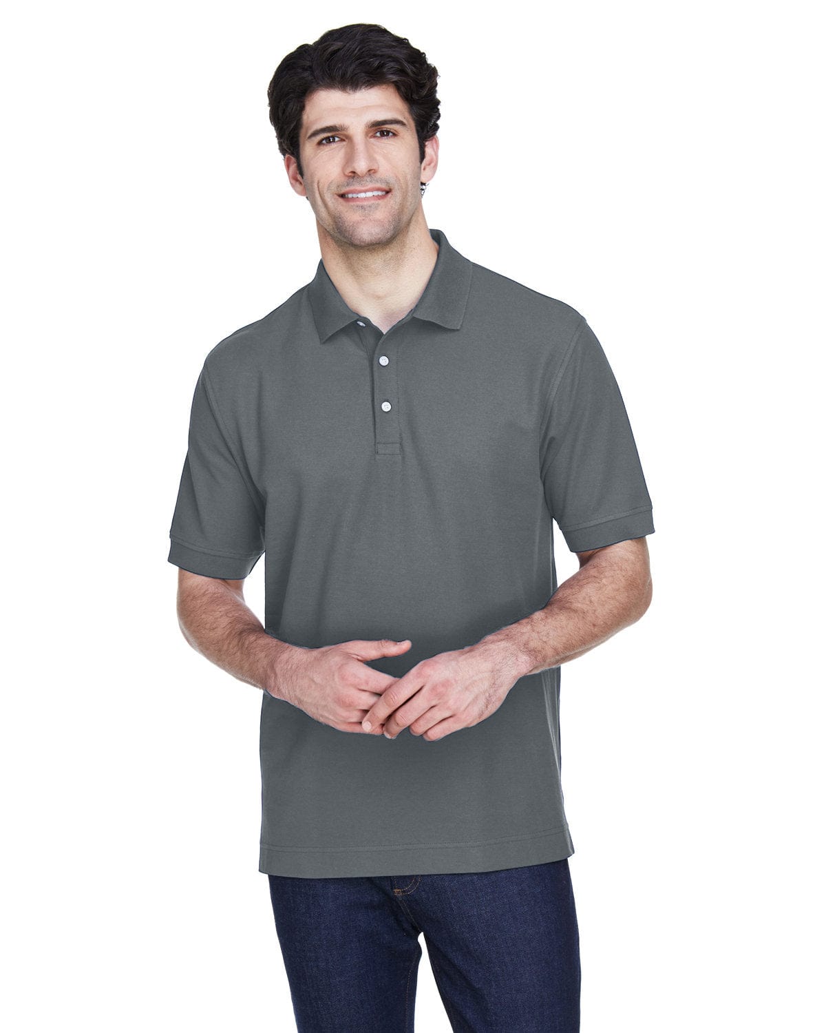 Devon & Jones Fine Pima Pique Polo Shirt D100 | Graphite - Front