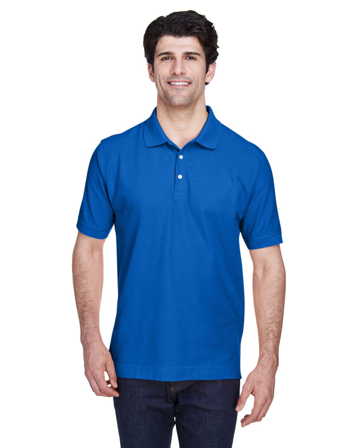 Devon & Jones Fine Pima Pique Polo Shirt D100 | French Blue - Front