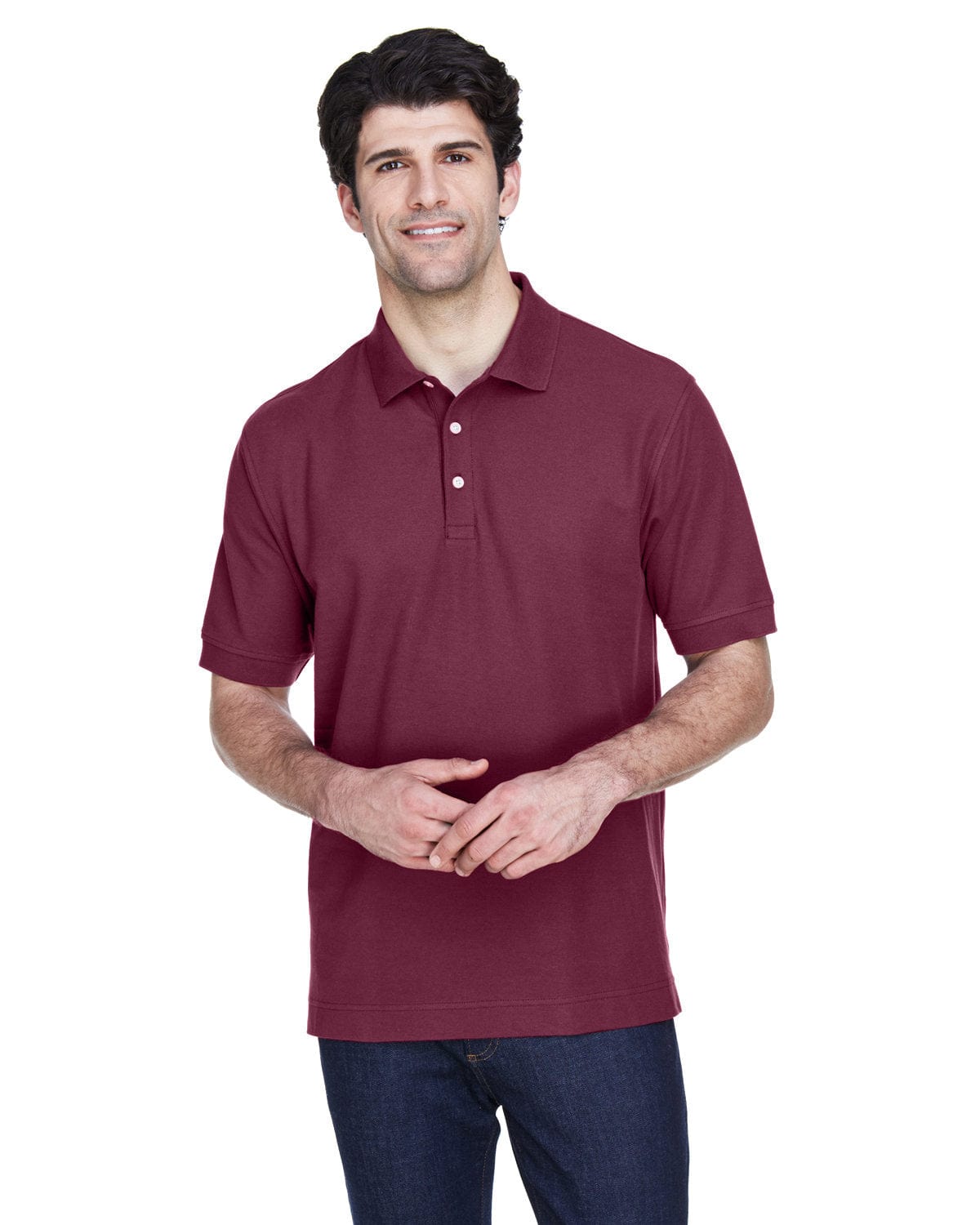 Devon & Jones Fine Pima Pique Polo Shirt D100 | Burgundy - Front