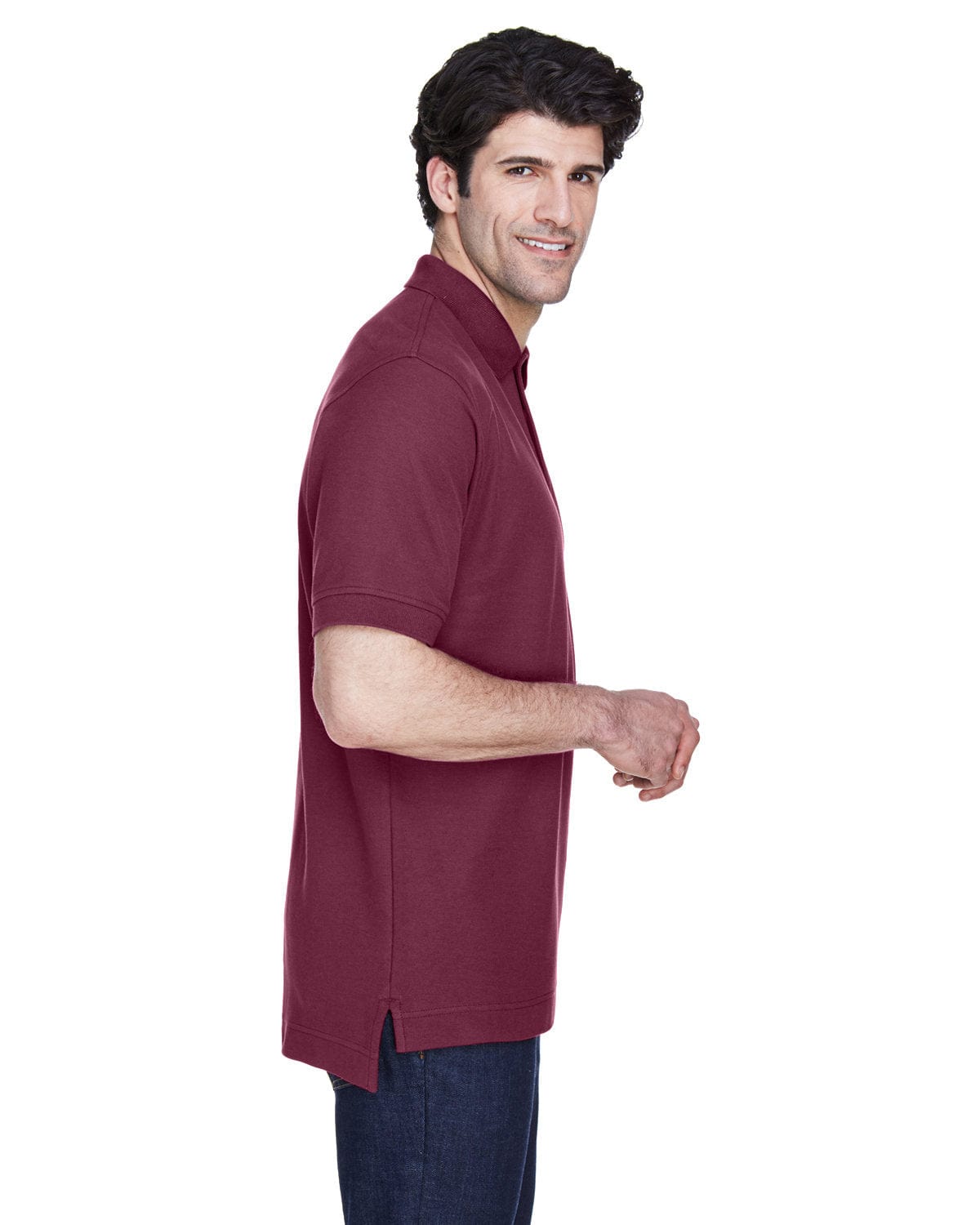 Devon & Jones Fine Pima Pique Polo Shirt D100 | Burgundy - Side