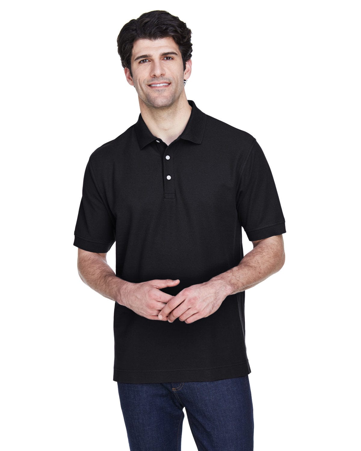 Devon & Jones Tall Pique Knit Polo Shirt D100T | Black - Front