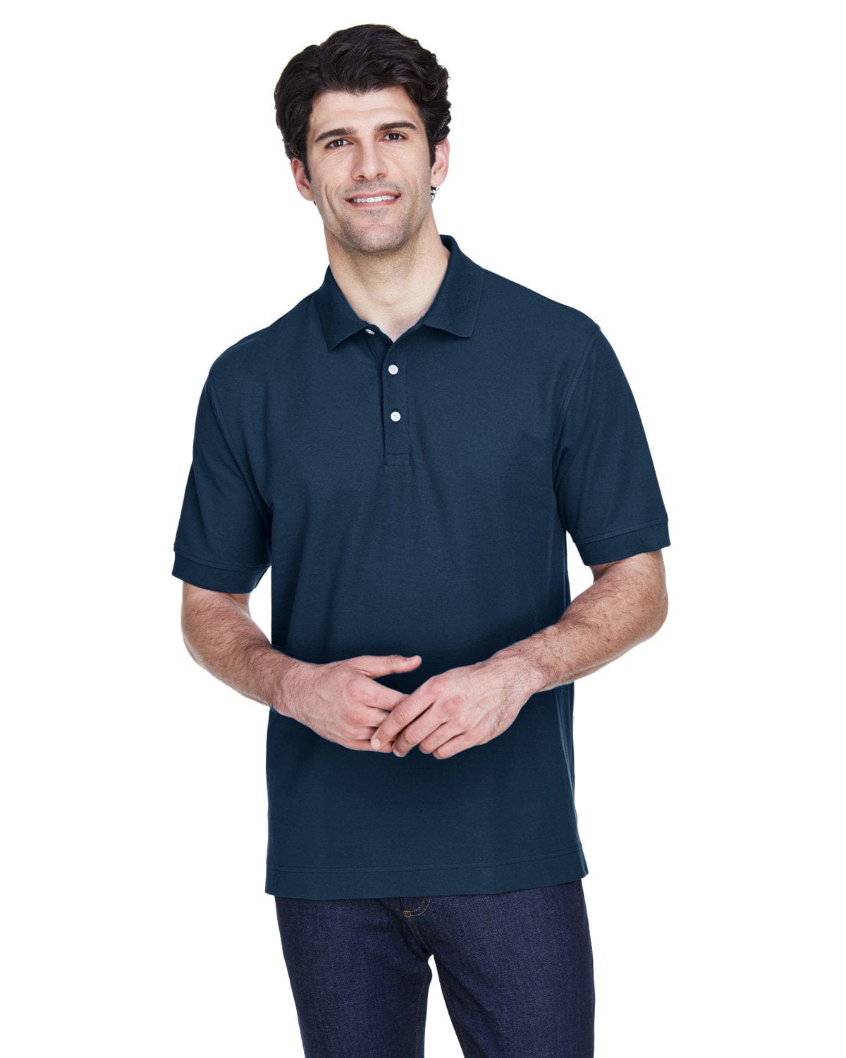 Devon & Jones Tall Pique Knit Polo Shirt D100T | Navy - Front