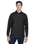 Devon & Jones Fine Pima Pique Long Sleeve Polo Shirt D110 | Black - Front
