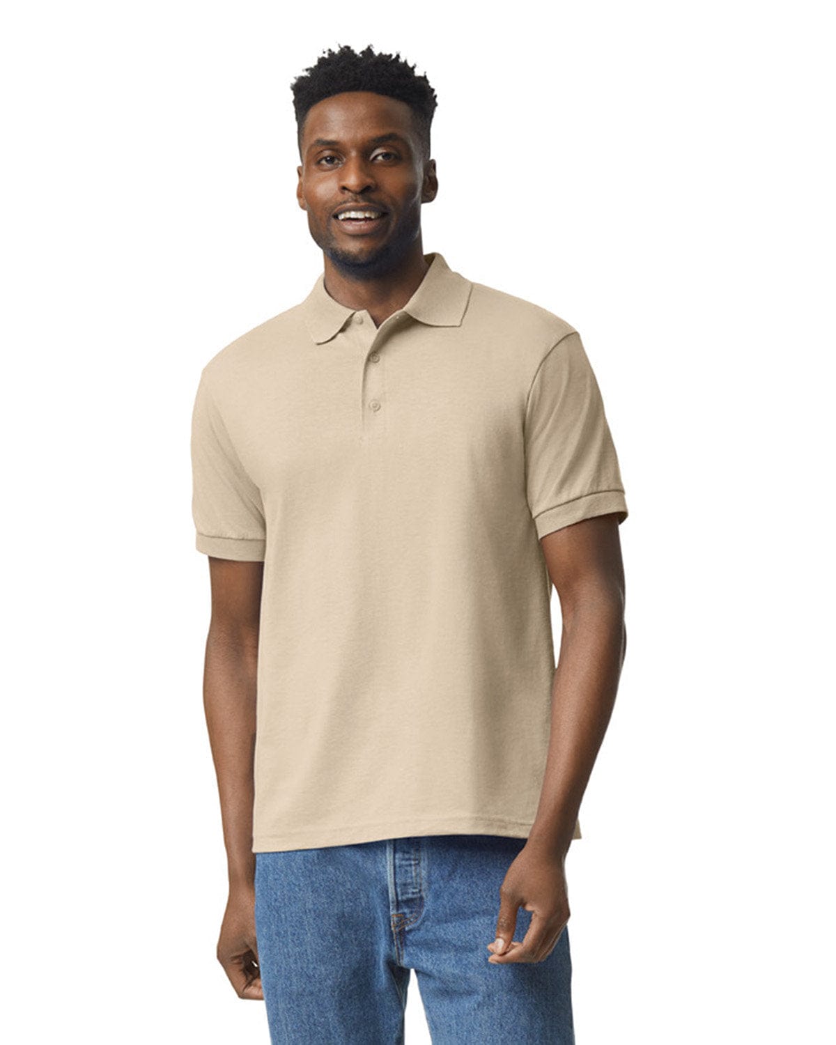 Gildan DryBlend 50/50 Jersey Knit Polo Shirt G880 | Sand - Front