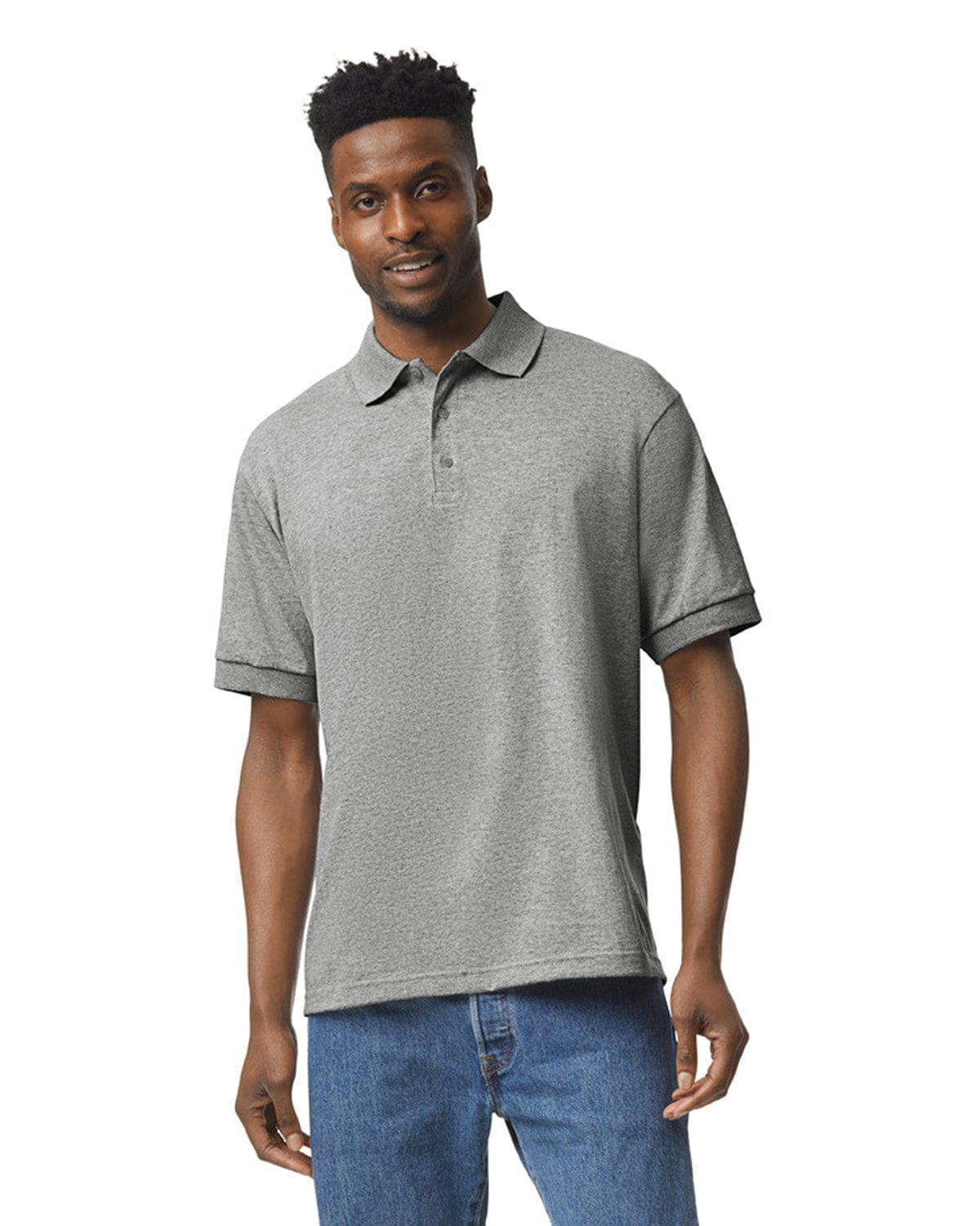 Gildan DryBlend 50/50 Jersey Knit Polo Shirt G880 | Sport Grey - Front