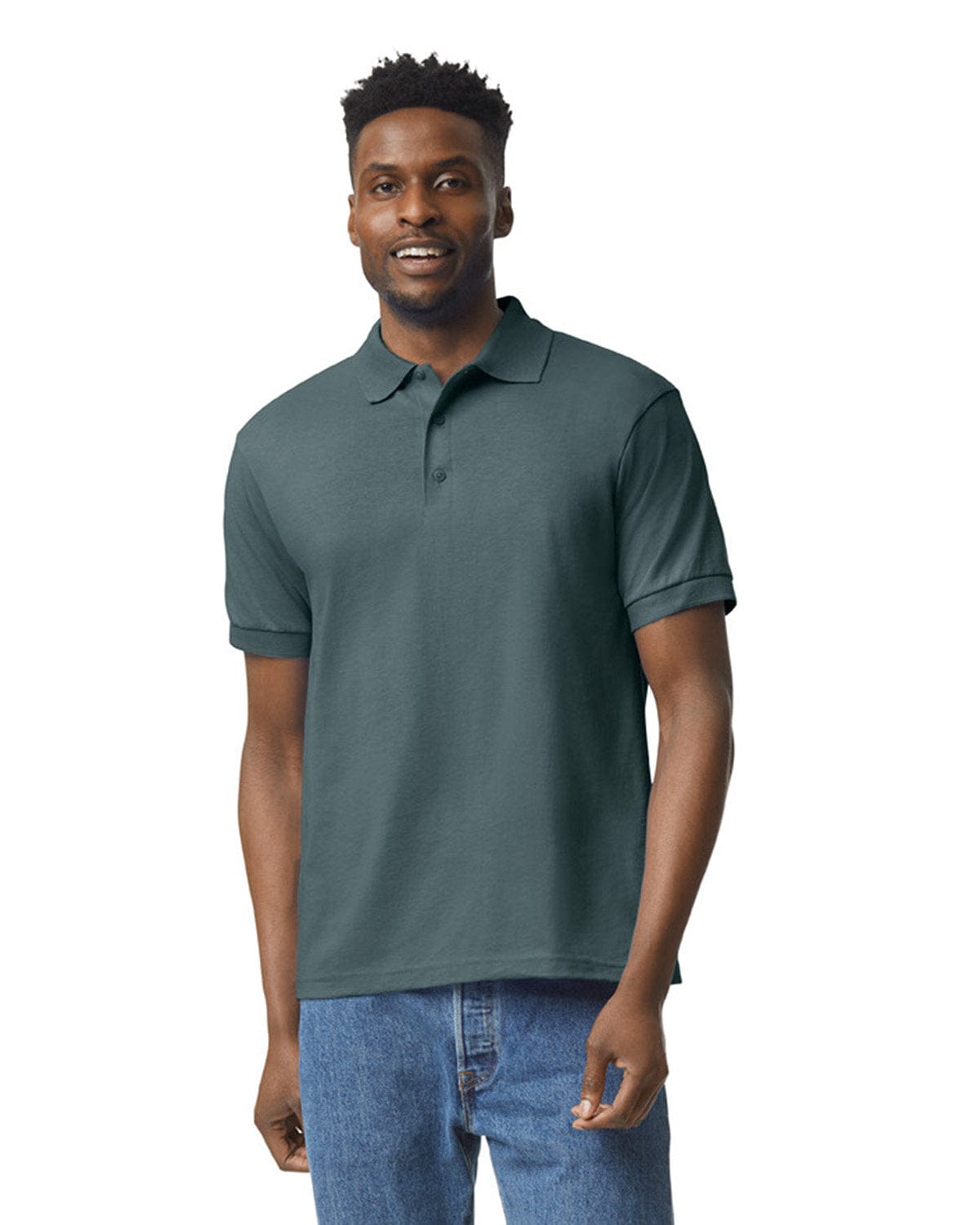 Gildan DryBlend 50/50 Jersey Knit Polo Shirt G880 | Dark Heather - Front
