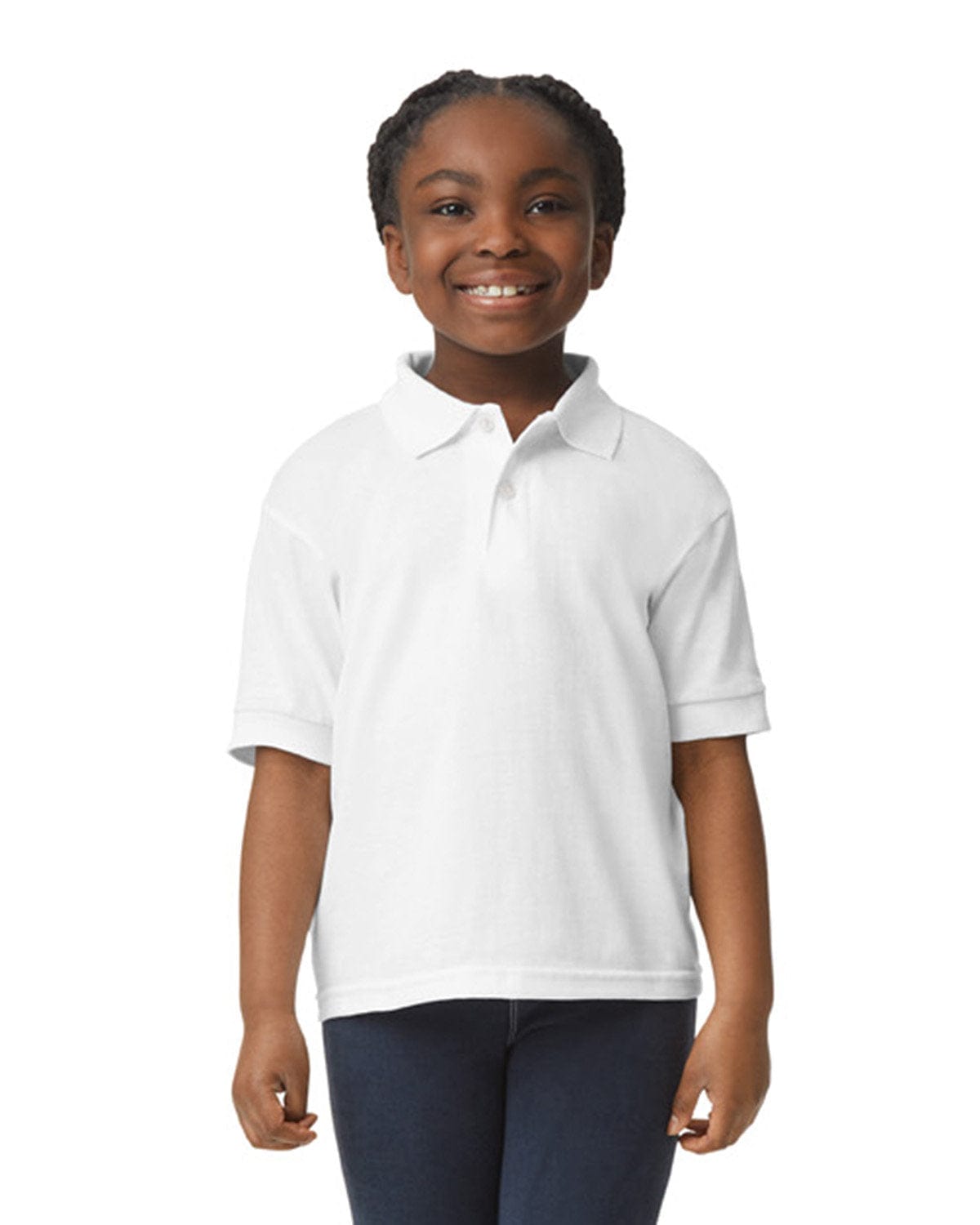 Gildan DryBlend Youth 50/50 Jersey Polo Shirt G880B | White - Front