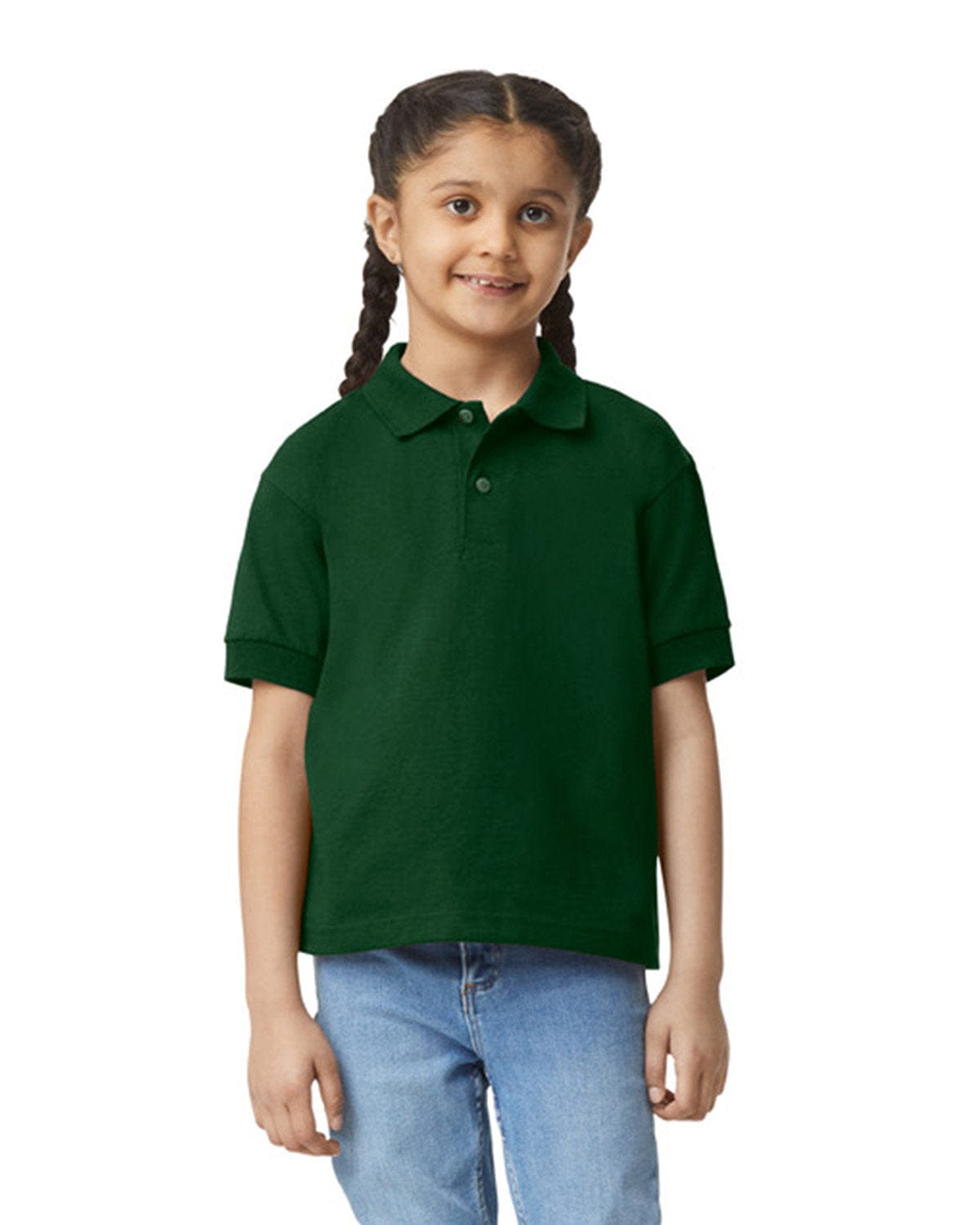 Gildan DryBlend Youth 50/50 Jersey Polo Shirt G880B | Forest Green - Front