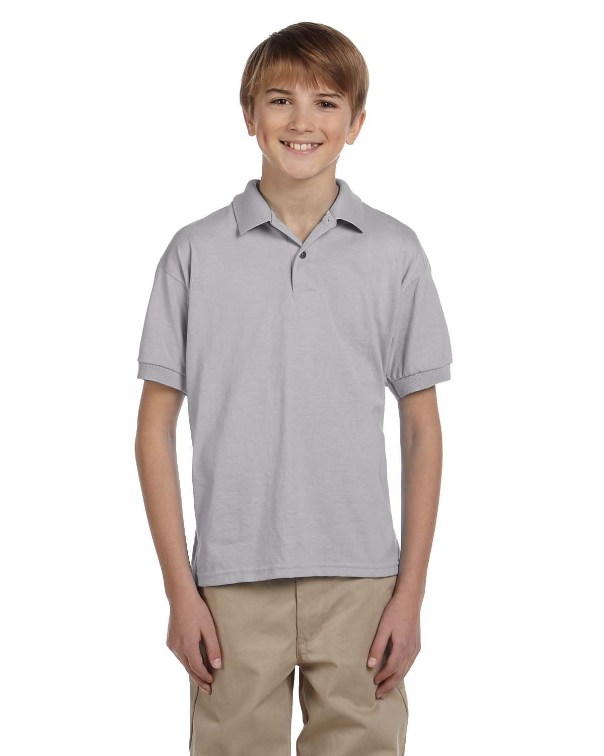 Gildan DryBlend Youth 50/50 Jersey Polo Shirt G880B | Sport Grey - Front