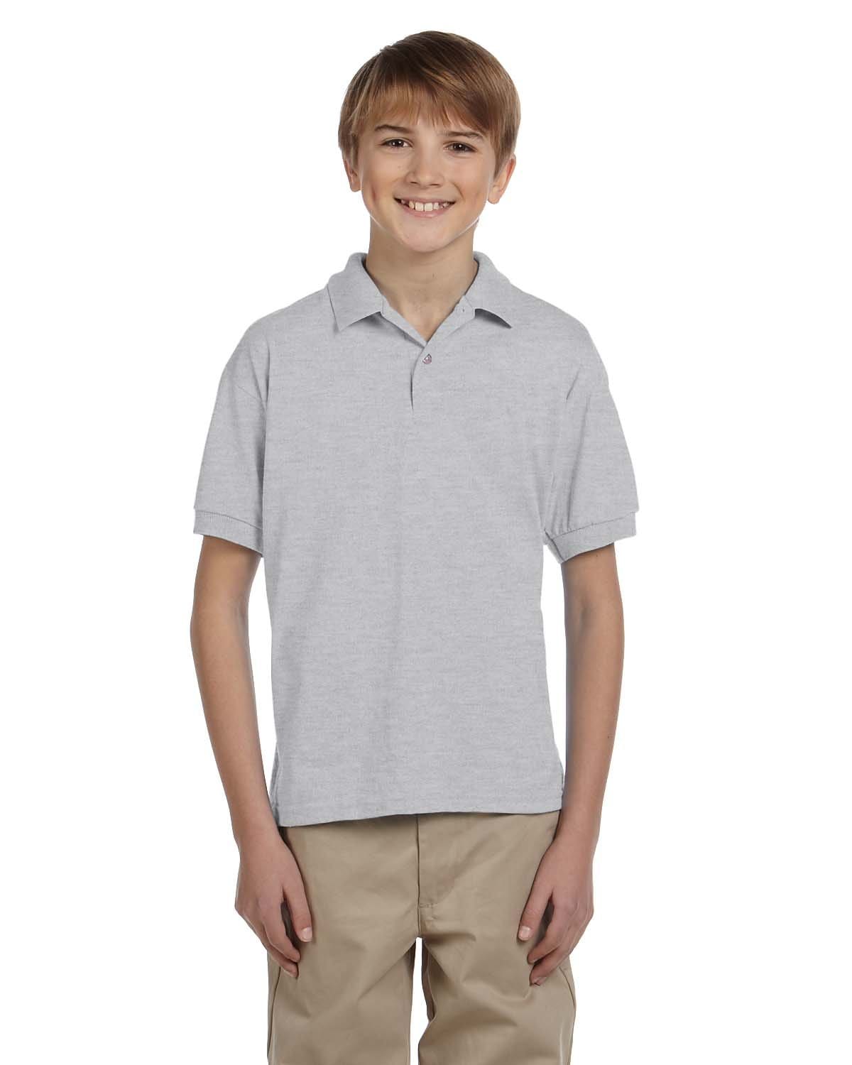 Gildan DryBlend Youth 50/50 Jersey Polo Shirt G880B | Ash Grey - Front