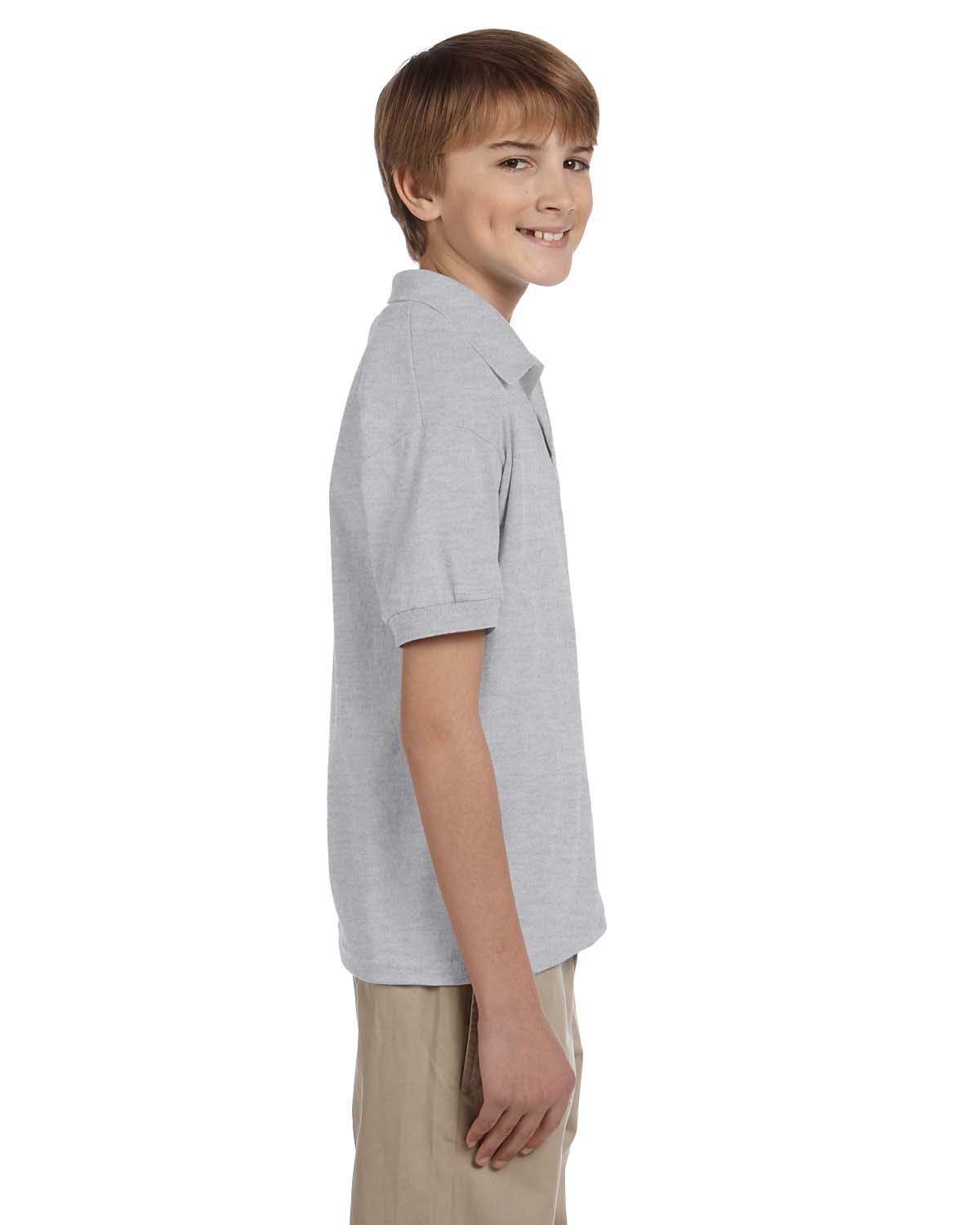 Gildan DryBlend Youth 50/50 Jersey Polo Shirt G880B | Ash Grey - Side