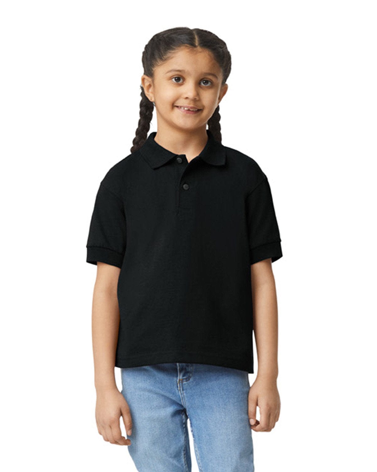 Gildan DryBlend Youth 50/50 Jersey Polo Shirt G880B | Black - Front