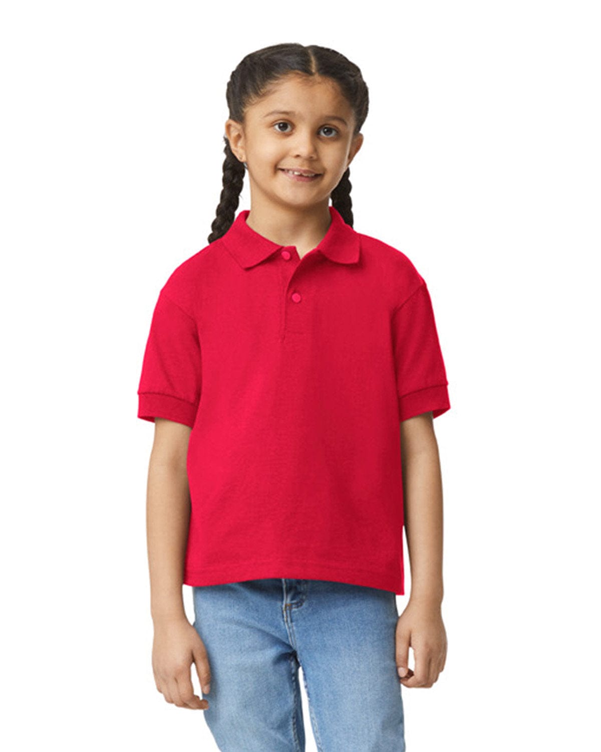 Gildan DryBlend Youth 50/50 Jersey Polo Shirt G880B | Red - Front