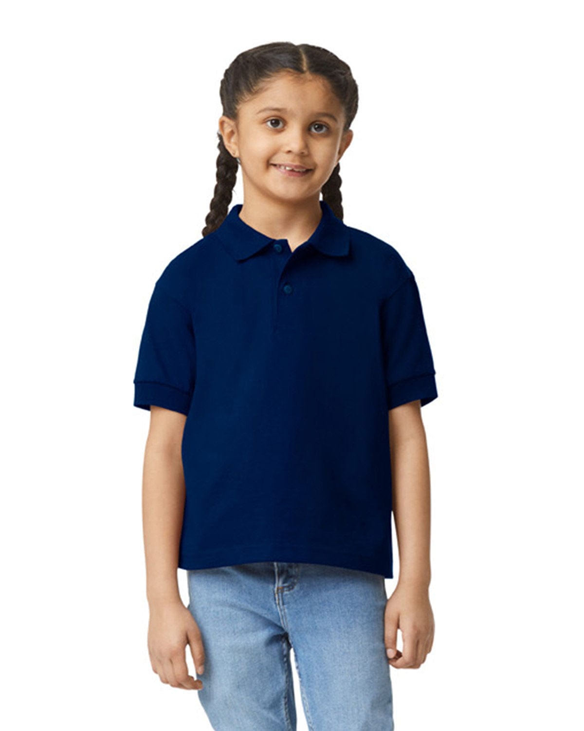 Gildan DryBlend Youth 50/50 Jersey Polo Shirt G880B | Navy - Front