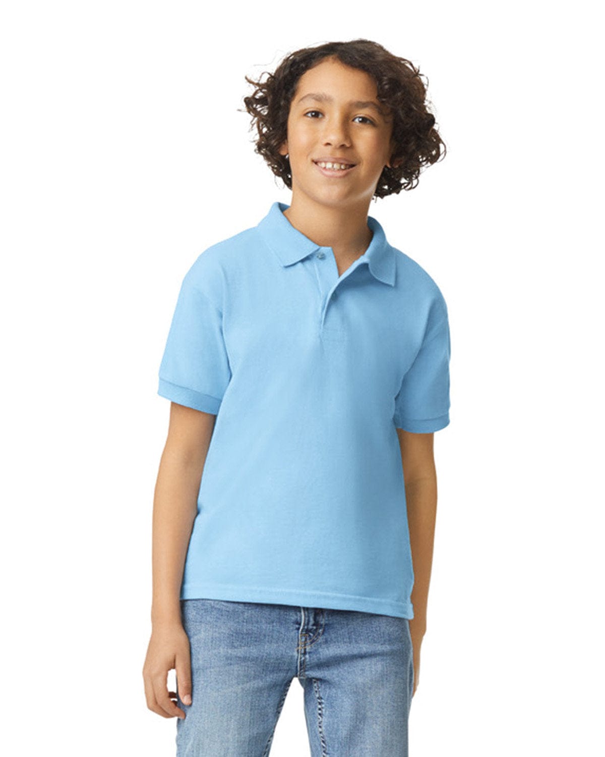 Gildan DryBlend Youth 50/50 Jersey Polo Shirt G880B | Light Blue - Front