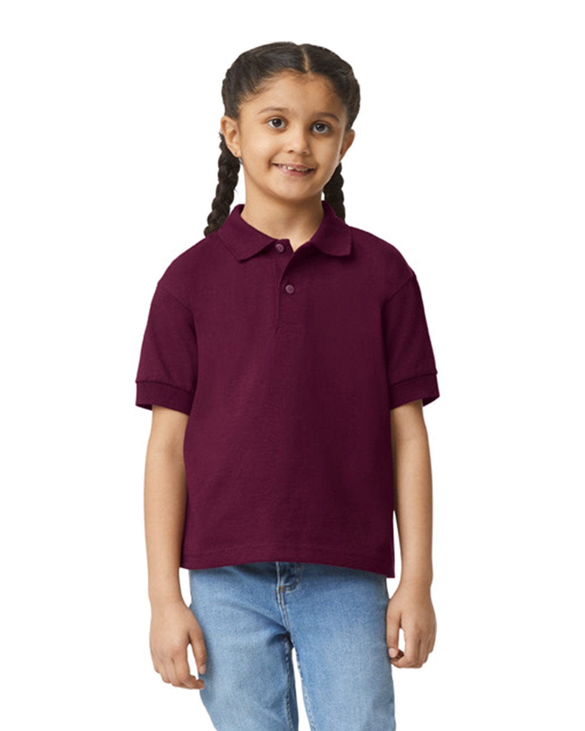 Gildan DryBlend Youth 50/50 Jersey Polo Shirt G880B | Maroon - Front