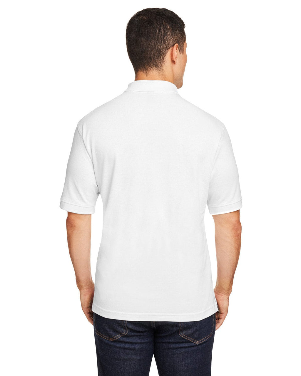 Harriton Cotton Pique Polo Shirt M200 | White - Back